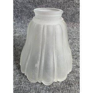 Frosted Glass Lampshade Ribbed Design 4.25 Inch Scalloped Edge 1.75 Fitter